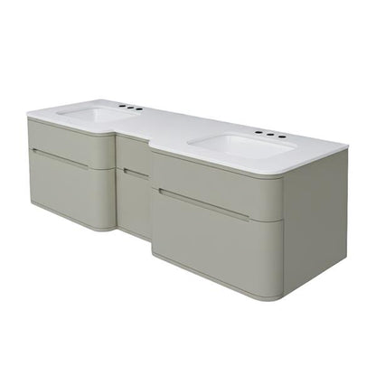Lacava - Eleganza Wall Mount Under-Counter Double Vanity With Four Finger Routed Drawers