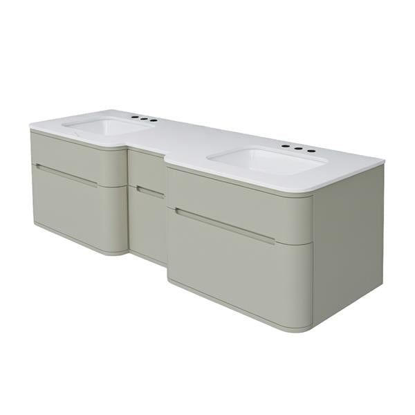 Lacava - Eleganza Wall Mount Under-Counter Double Vanity With Four Finger Routed Drawers