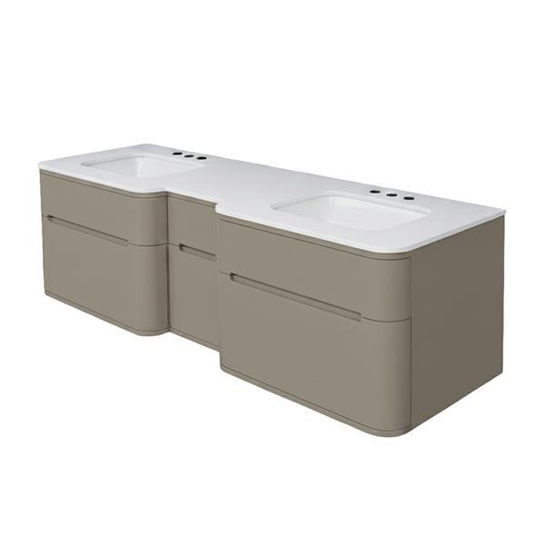 Lacava - Eleganza Wall Mount Under-Counter Double Vanity With Four Finger Routed Drawers