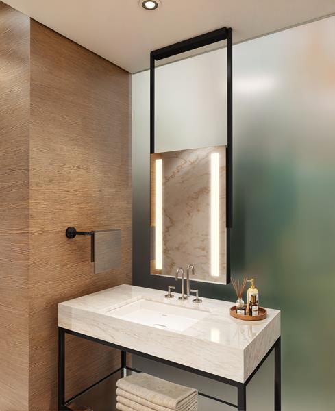 Electric Mirror - Element Hanging LED Lighted Framed Mirror - 72 Inch Assembly Height