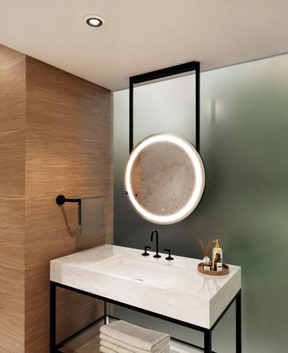 Electric Mirror - Elite Hanging LED Lighted Framed Mirror - 30 Inch Diameter