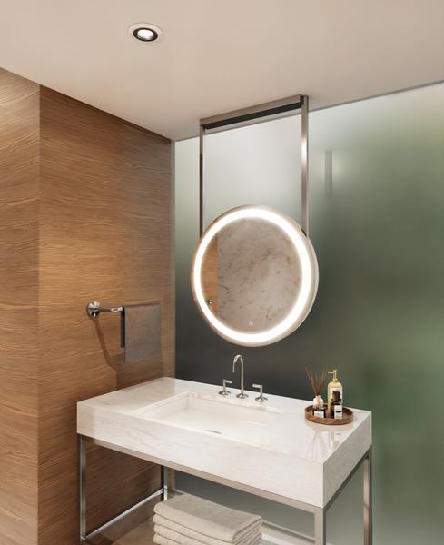 Electric Mirror - Elite Hanging LED Lighted Framed Mirror - 30 Inch Diameter