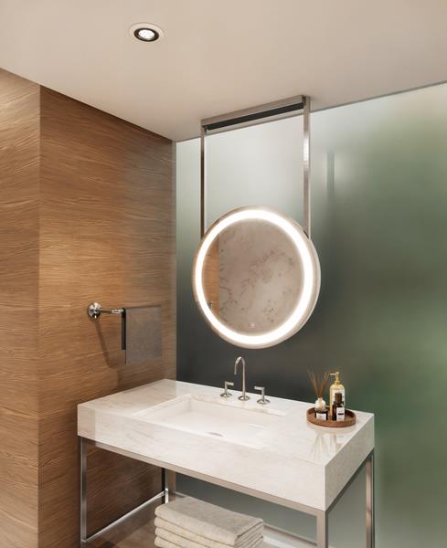 Electric Mirror - Elite Hanging LED Lighted Framed Mirror - 30 Inch Diameter