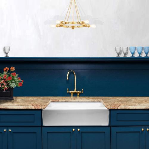 Nantucket Sinks - 30 Inch White Fireclay Farmhouse Sink Offset Drain FCFS30 with Grid