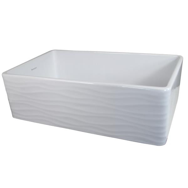 Nantucket Sinks - 33 Inch Farmhouse Fireclay Sink With Waves Apron