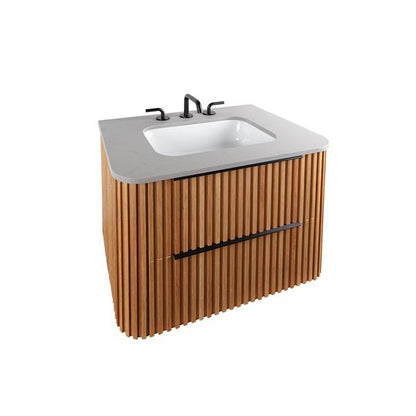 Lacava - Flutti Wall-Mount Under-Counter Vanity With Rounded Corners, Fluted Detailing And Two Drawers.