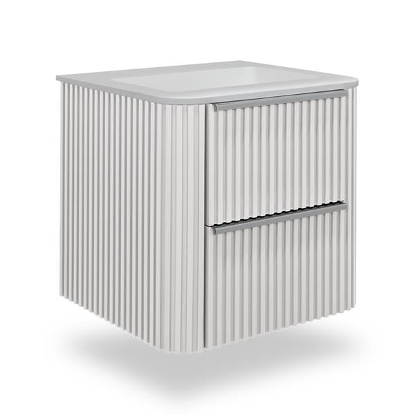 Lacava - Flutti Wall-Mount Under-Counter Vanity With Rounded Corners, Fluted Detailing And Two Drawers.