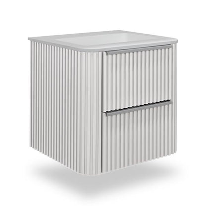 Lacava - Flutti Wall-Mount Under-Counter Vanity With Rounded Corners, Fluted Detailing And Two Drawers.