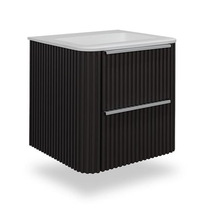 Lacava - Flutti Wall-Mount Under-Counter Vanity With Rounded Corners, Fluted Detailing And Two Drawers.