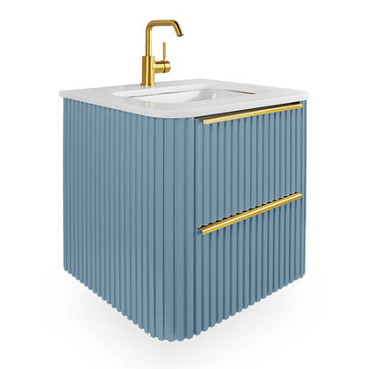 Lacava - Flutti Wall-Mount Under-Counter Vanity With Rounded Corners, Fluted Detailing And Two Drawers.