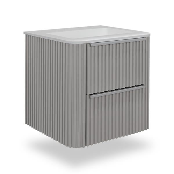 Lacava - Flutti Wall-Mount Under-Counter Vanity With Rounded Corners, Fluted Detailing And Two Drawers.
