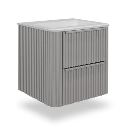 Lacava - Flutti Wall-Mount Under-Counter Vanity With Rounded Corners, Fluted Detailing And Two Drawers.