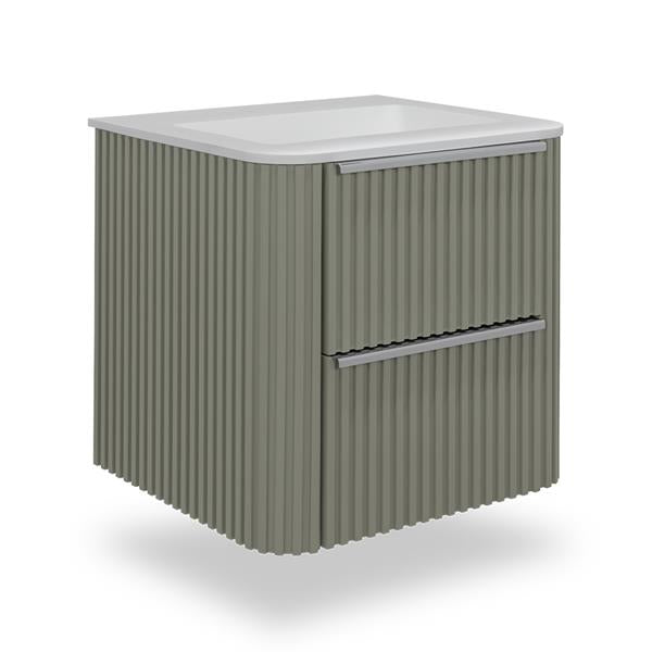 Lacava - Flutti Wall-Mount Under-Counter Vanity With Rounded Corners, Fluted Detailing And Two Drawers.