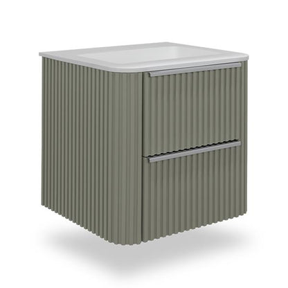 Lacava - Flutti Wall-Mount Under-Counter Vanity With Rounded Corners, Fluted Detailing And Two Drawers.