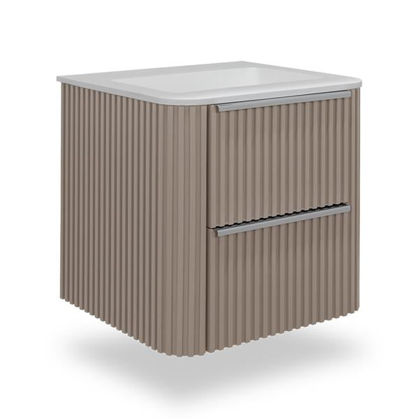 Lacava - Flutti Wall-Mount Under-Counter Vanity With Rounded Corners, Fluted Detailing And Two Drawers.
