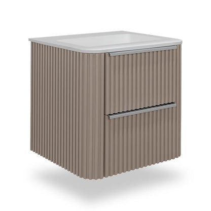 Lacava - Flutti Wall-Mount Under-Counter Vanity With Rounded Corners, Fluted Detailing And Two Drawers.