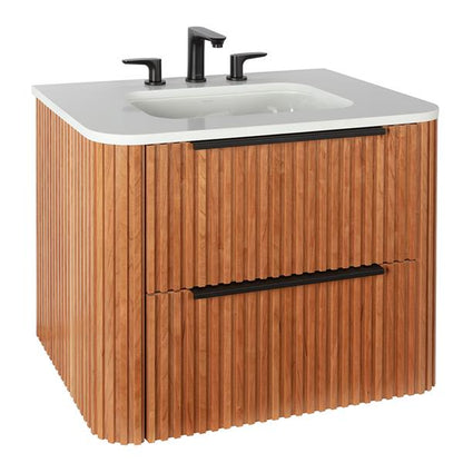 Lacava - Flutti Wall-Mount Under-Counter Vanity With Rounded Corners, Fluted Detailing And Two Drawers