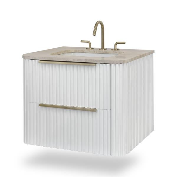 Lacava - Flutti Wall-Mount Under-Counter Vanity With Rounded Corners, Fluted Detailing And Two Drawers