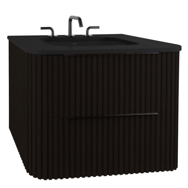 Lacava - Flutti Wall-Mount Under-Counter Vanity With Rounded Corners, Fluted Detailing And Two Drawers