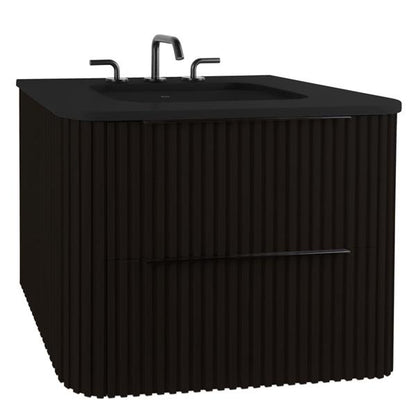 Lacava - Flutti Wall-Mount Under-Counter Vanity With Rounded Corners, Fluted Detailing And Two Drawers