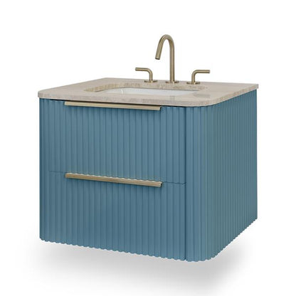 Lacava - Flutti Wall-Mount Under-Counter Vanity With Rounded Corners, Fluted Detailing And Two Drawers