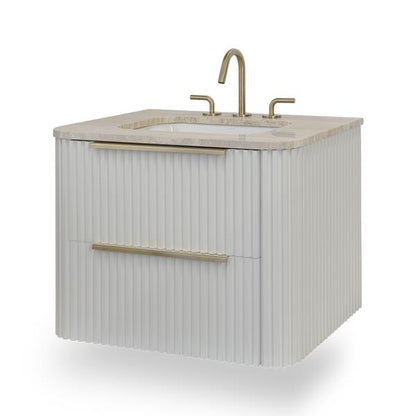 Lacava - Flutti Wall-Mount Under-Counter Vanity With Rounded Corners, Fluted Detailing And Two Drawers