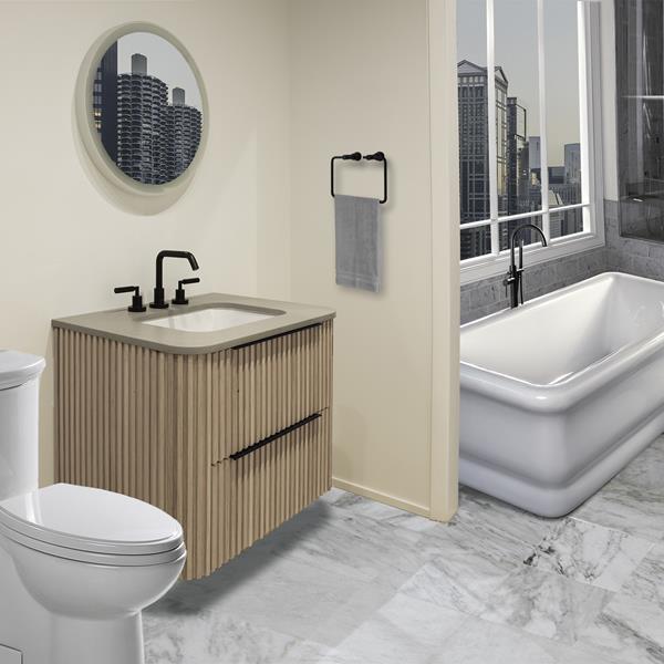 Lacava - Flutti Wall-Mount Under-Counter Vanity With Rounded Corners, Fluted Detailing And Two Drawers