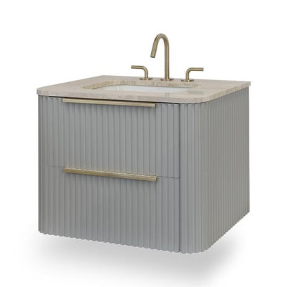 Lacava - Flutti Wall-Mount Under-Counter Vanity With Rounded Corners, Fluted Detailing And Two Drawers
