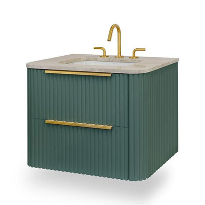 Lacava - Flutti Wall-Mount Under-Counter Vanity With Rounded Corners, Fluted Detailing And Two Drawers