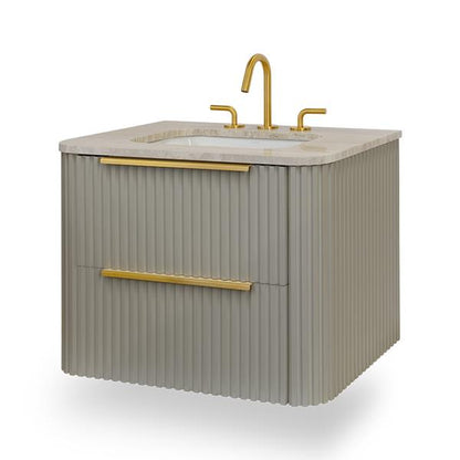 Lacava - Flutti Wall-Mount Under-Counter Vanity With Rounded Corners, Fluted Detailing And Two Drawers