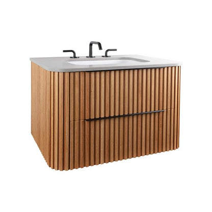 Lacava - Flutti Wall-Mount Under-Counter Vanity With Rounded Corners, Fluted Detailing And Two Drawers