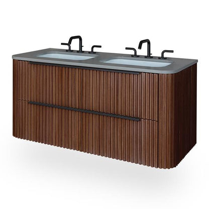 Lacava - Flutti Wall-Mount Under-Counter Vanity With Rounded Corners, Fluted Detailing And Four Drawers