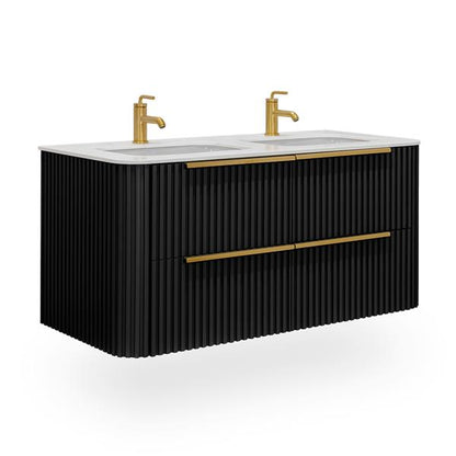 Lacava - Flutti Wall-Mount Under-Counter Vanity With Rounded Corners, Fluted Detailing And Four Drawers