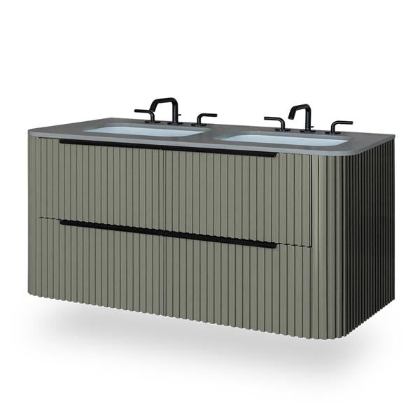 Lacava - Flutti Wall-Mount Under-Counter Vanity With Rounded Corners, Fluted Detailing And Four Drawers