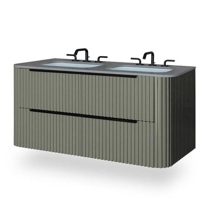 Lacava - Flutti Wall-Mount Under-Counter Vanity With Rounded Corners, Fluted Detailing And Four Drawers
