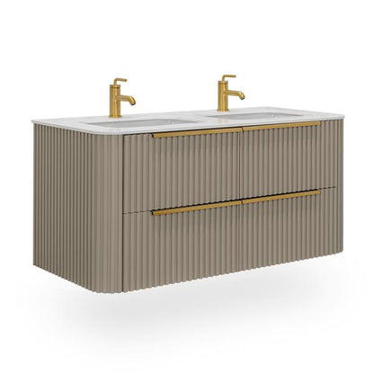 Lacava - Flutti Wall-Mount Under-Counter Vanity With Rounded Corners, Fluted Detailing And Four Drawers