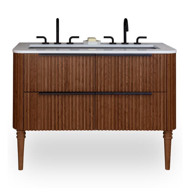 Lacava - Flutti Wall-Mount Under-Counter Vanity With Rounded Corners, Fluted Detailing And Four Drawers