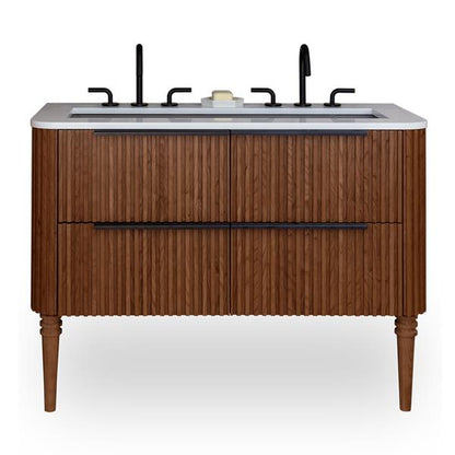 Lacava - Flutti Wall-Mount Under-Counter Vanity With Rounded Corners, Fluted Detailing And Four Drawers