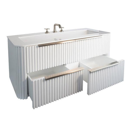 Lacava - Flutti Wall-Mount Under-Counter Vanity With Rounded Corners, Fluted Detailing And Four Drawers