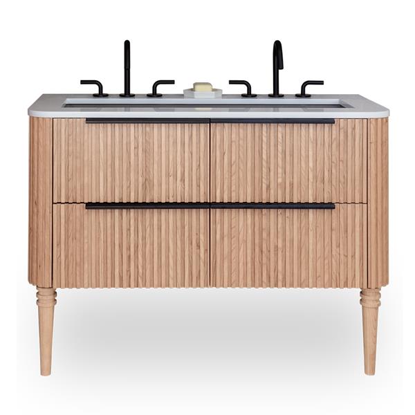 Lacava - Flutti Wall-Mount Under-Counter Vanity With Rounded Corners, Fluted Detailing And Four Drawers