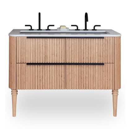 Lacava - Flutti Wall-Mount Under-Counter Vanity With Rounded Corners, Fluted Detailing And Four Drawers