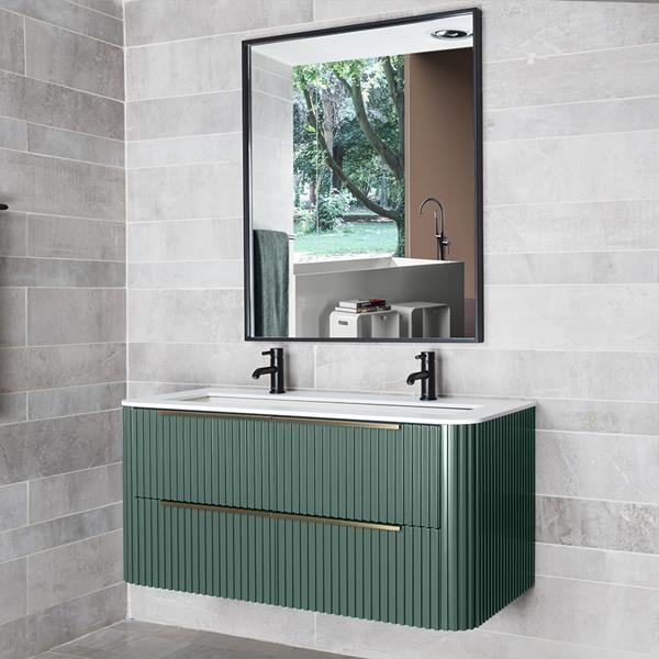 Lacava - Flutti Wall-Mount Under-Counter Vanity With Rounded Corners, Fluted Detailing And Four Drawers
