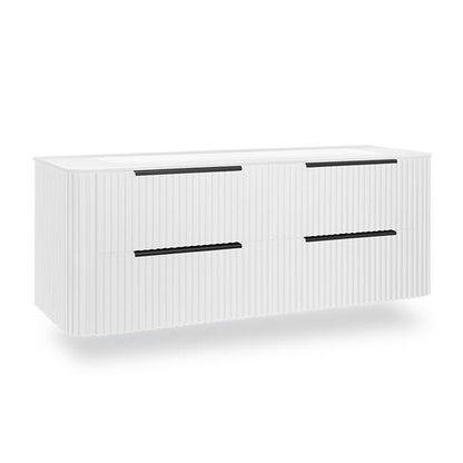 Lacava - Flutti Wall-Mount Under-Counter Vanity With Rounded Corners, Fluted Detailing And Four Drawers