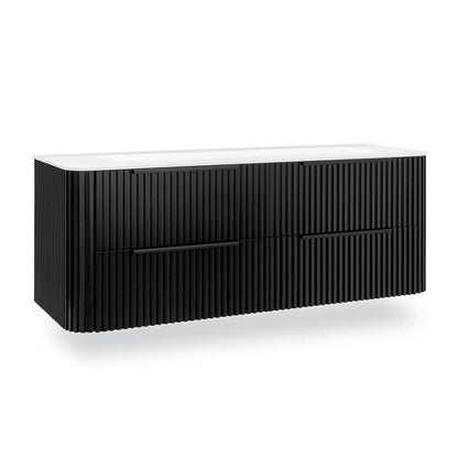 Lacava - Flutti Wall-Mount Under-Counter Vanity With Rounded Corners, Fluted Detailing And Four Drawers