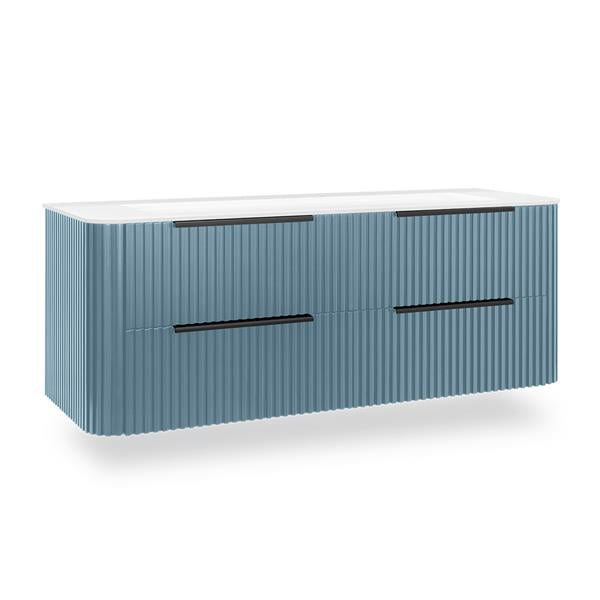 Lacava - Flutti Wall-Mount Under-Counter Vanity With Rounded Corners, Fluted Detailing And Four Drawers