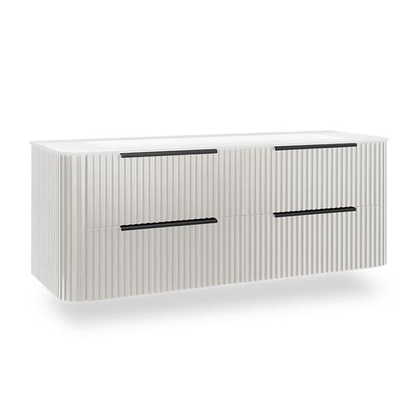 Lacava - Flutti Wall-Mount Under-Counter Vanity With Rounded Corners, Fluted Detailing And Four Drawers