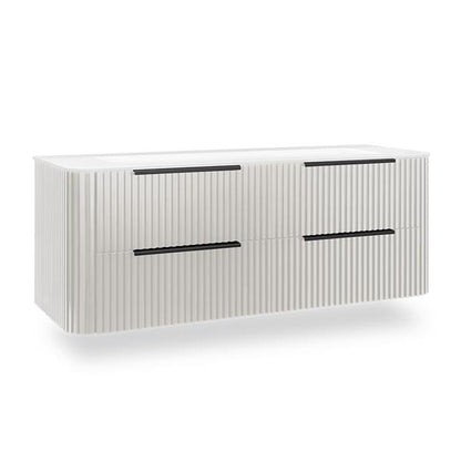 Lacava - Flutti Wall-Mount Under-Counter Vanity With Rounded Corners, Fluted Detailing And Four Drawers