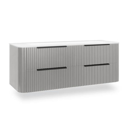 Lacava - Flutti Wall-Mount Under-Counter Vanity With Rounded Corners, Fluted Detailing And Four Drawers