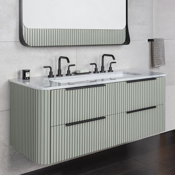 Lacava - Flutti Wall-Mount Under-Counter Vanity With Rounded Corners, Fluted Detailing And Four Drawers
