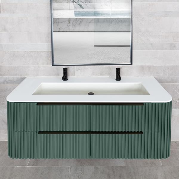 Lacava - Flutti Wall-Mount Under-Counter Vanity With Rounded Corners, Fluted Detailing And Four Drawers
